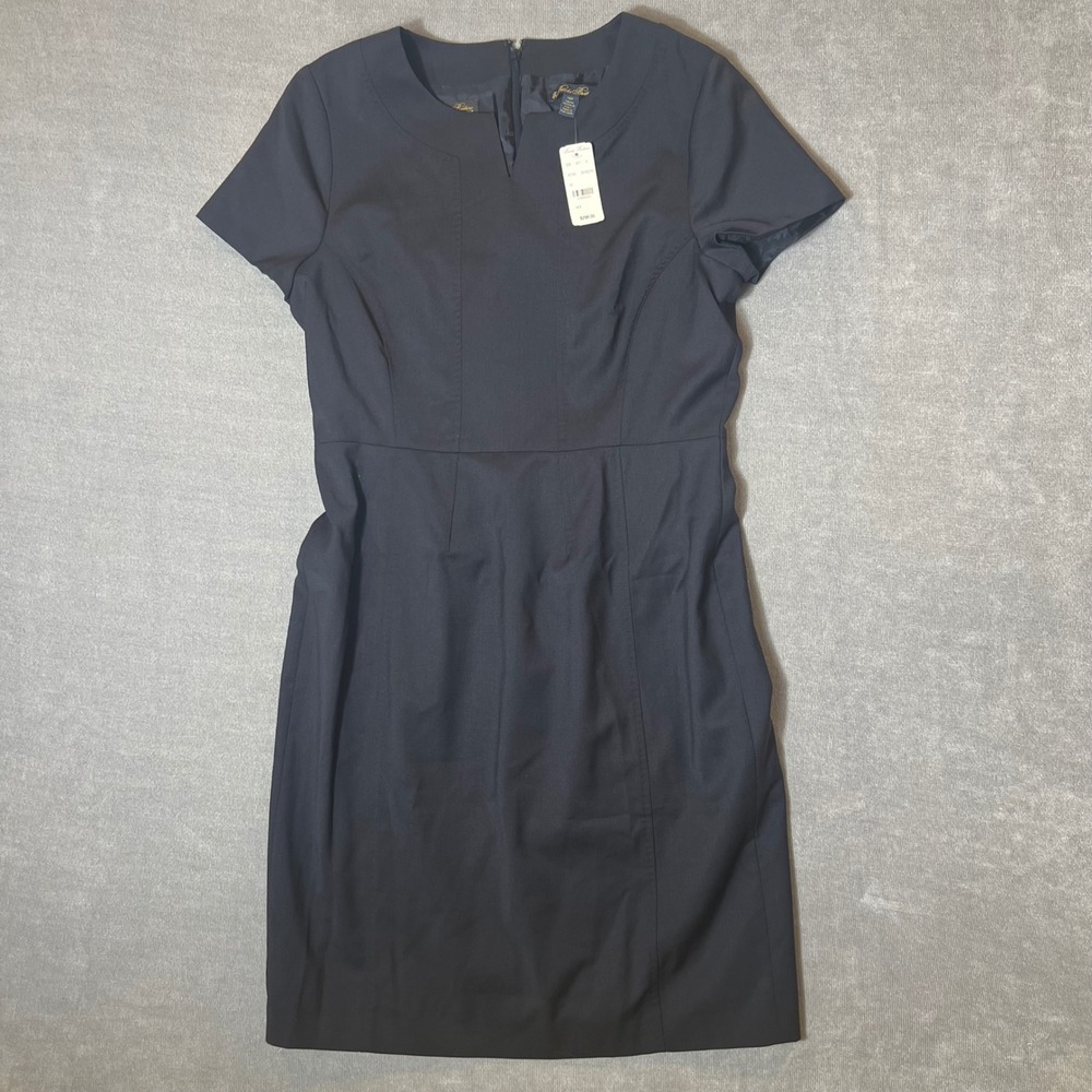 Brooks Brothers Italian Wool Sheath Dress Navy Blue 14P Lanificio‎ di Tollegno